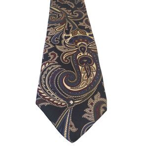 Vintage Gant Men's Necktie 100% Silk Blue Tan Paisley Tie Made in USA‎